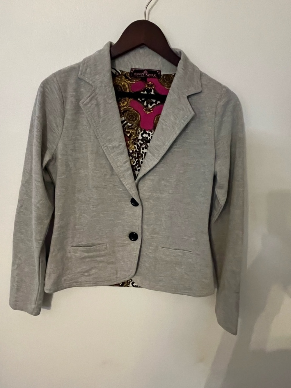 Almost Famous Gray Cropped Knit Blazer Jacket Size S